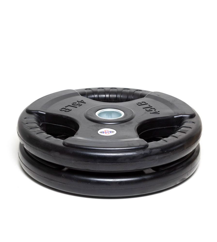 Black Rubber Handle Plate Weight - 45 LBS