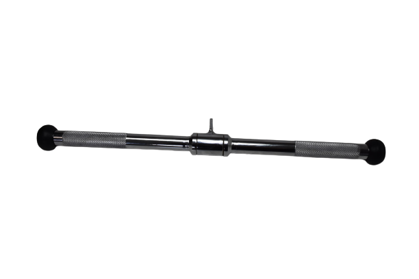 18" straight bar in chrome finish with rough grips on the chrome & rubber ends