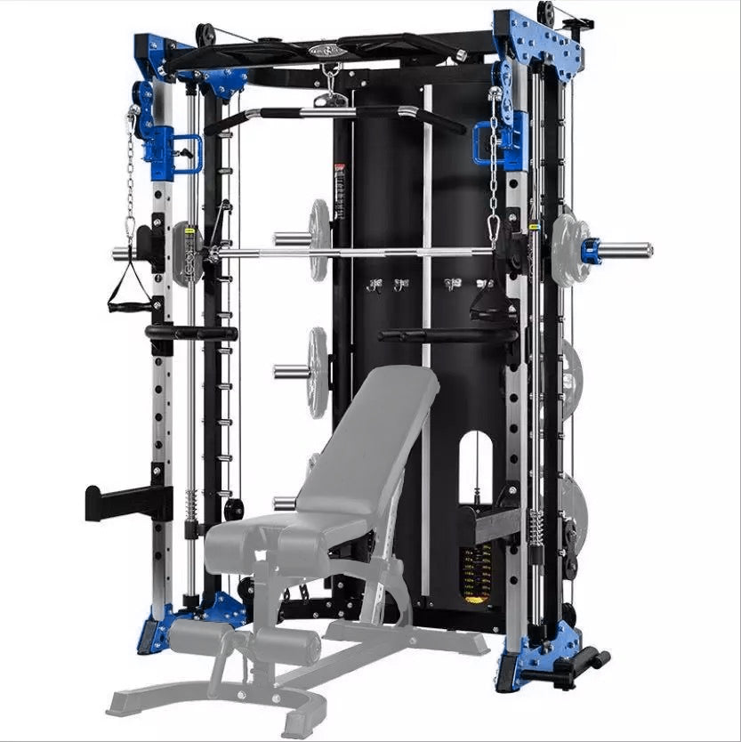 Commercial Home Gym Smith Machine w/ Twin Cross Cables Built-in 2*