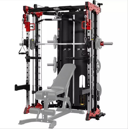 Commercial grade multi-functional smith machine