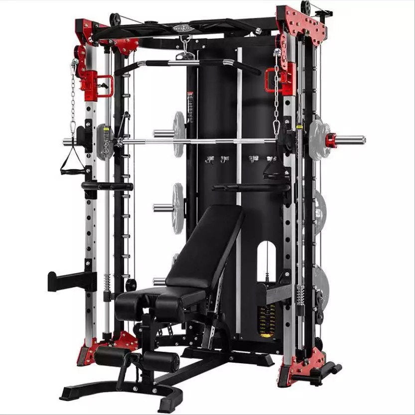 Commercial Home Gym Smith Machine w/ Twin Cross Cables Built-in 2*